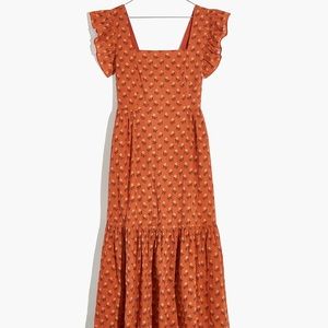 Ruffle-Strap Tiered Midi Dress in Wild Calendula Block-Print